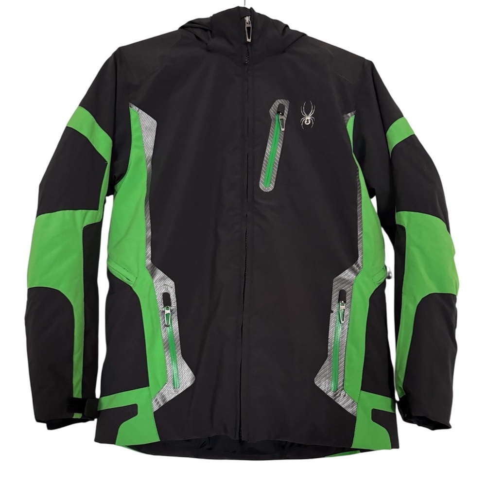 🕷️ Spyder Youth Leader Ski Jacket in Black/Lime Green 
Size 18